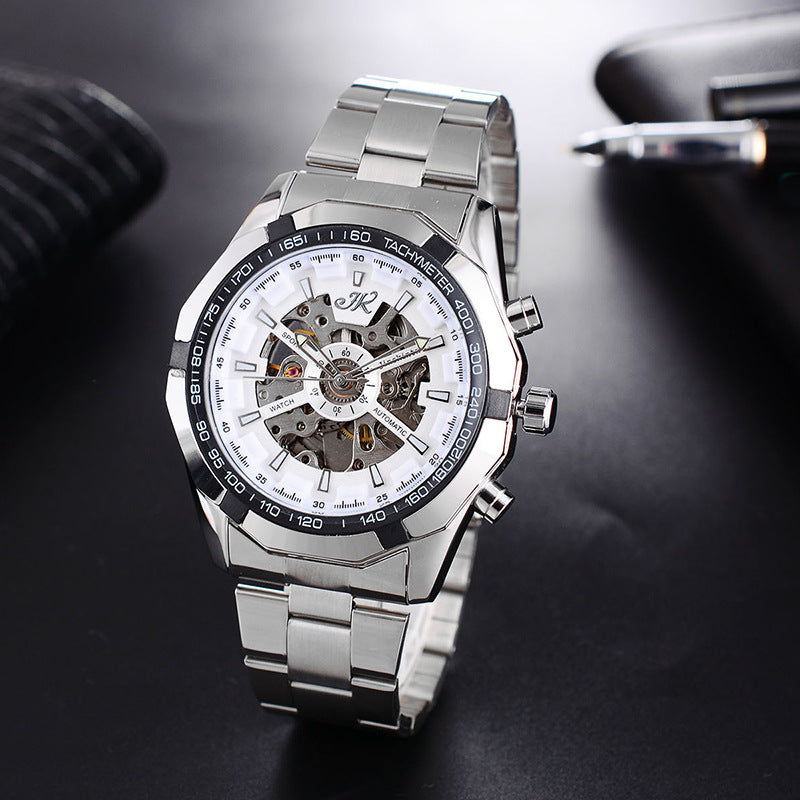 Elevate Your Style with the Men's High-End Hollow Mechanical Watch Featuring a Luxurious Steel Band