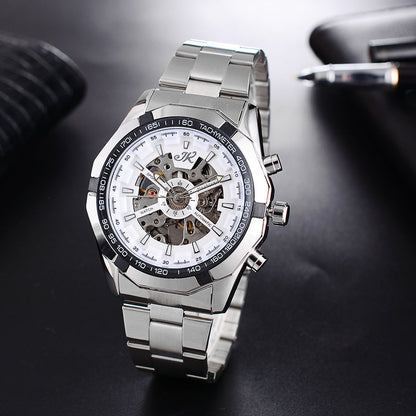 Elevate Your Style with the Men's High-End Hollow Mechanical Watch Featuring a Luxurious Steel Band