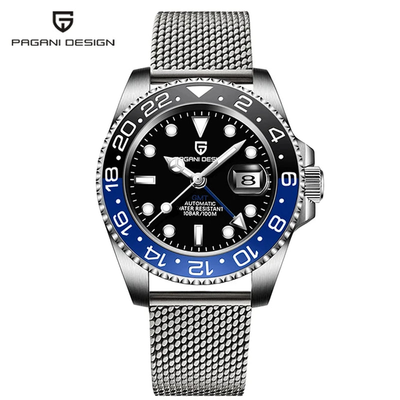 Discover the Luxury of V3 Version GMT Men's Automatic Mechanical Watch - 40MM Stainless Steel, Waterproof with Sapphire Crystal