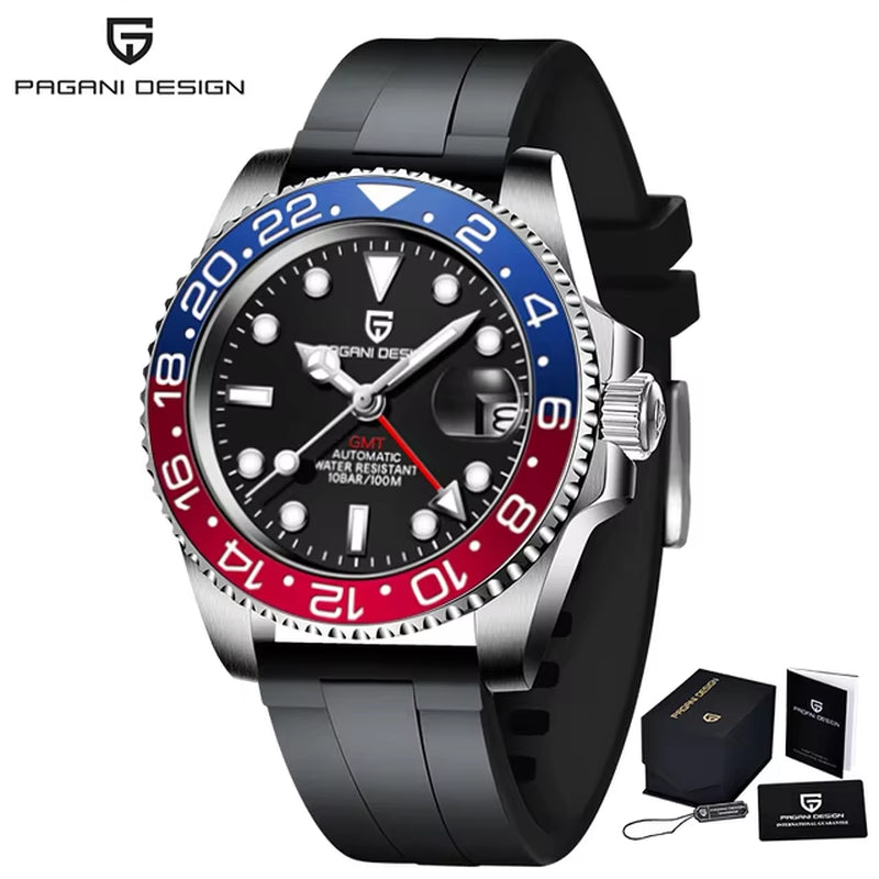 Discover the Luxury of V3 Version GMT Men's Automatic Mechanical Watch - 40MM Stainless Steel, Waterproof with Sapphire Crystal