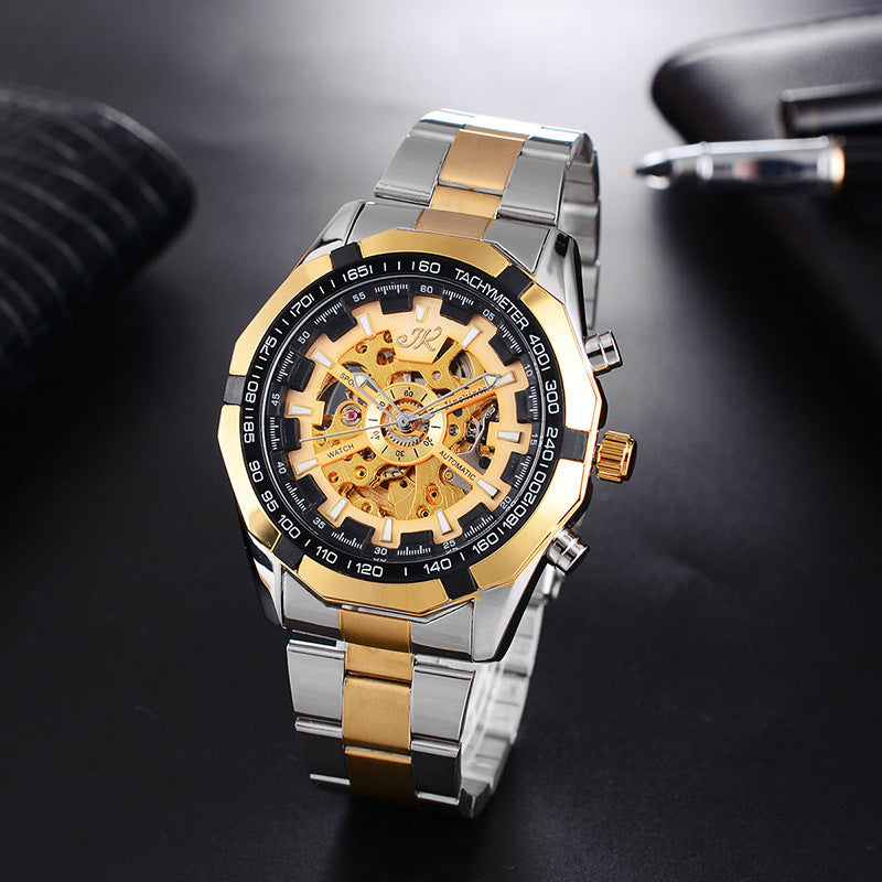 Elevate Your Style with the Men's High-End Hollow Mechanical Watch Featuring a Luxurious Steel Band