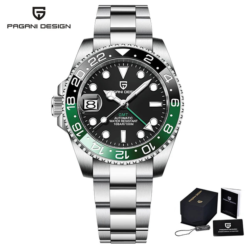 Discover the Luxury of V3 Version GMT Men's Automatic Mechanical Watch - 40MM Stainless Steel, Waterproof with Sapphire Crystal